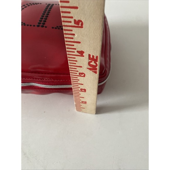 Christian Dior CD Logo Makeup Cosmetic Bag Clutch Pouch Red Black Patent Leather - Picture 9 of 12